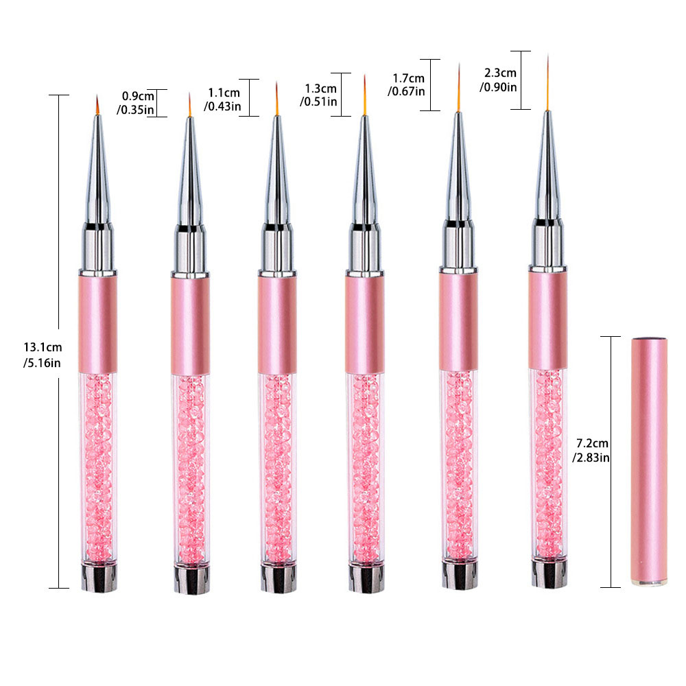 Nail Fan Brush - 6pcs/Set Pena Lukis Garis Kuku Akrilik