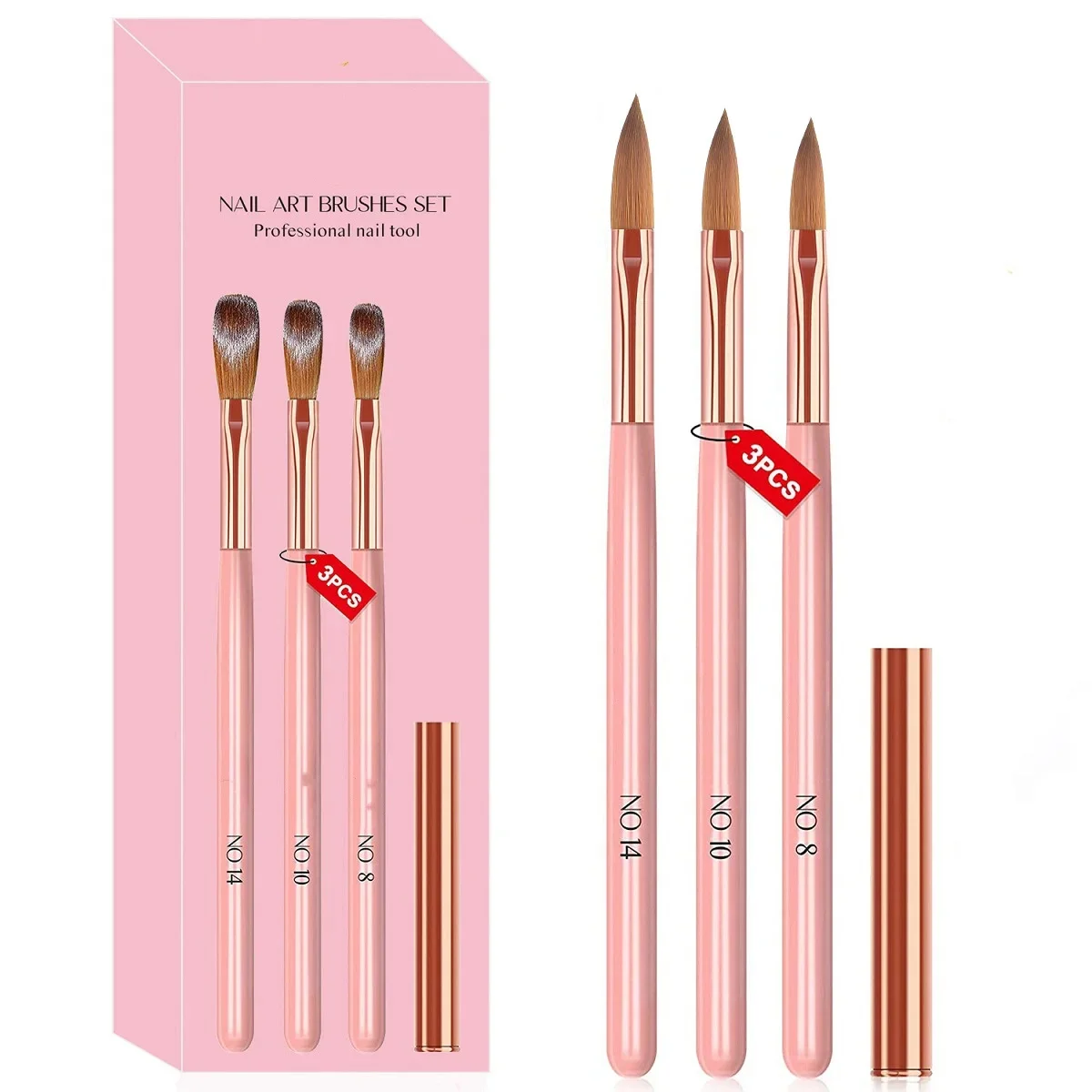 Nail Fan Brush - Set manikur alat perawatan kuku, pena