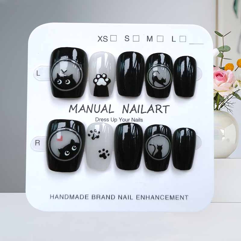 Nail Art Eye Cat - 10 Buah Kuku Tekan Buatan Tangan