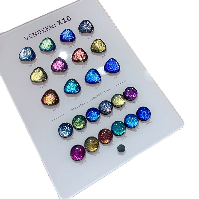 Nail Art Eye Cat - VENDEENI 18 Warna 12 Warna Glitter