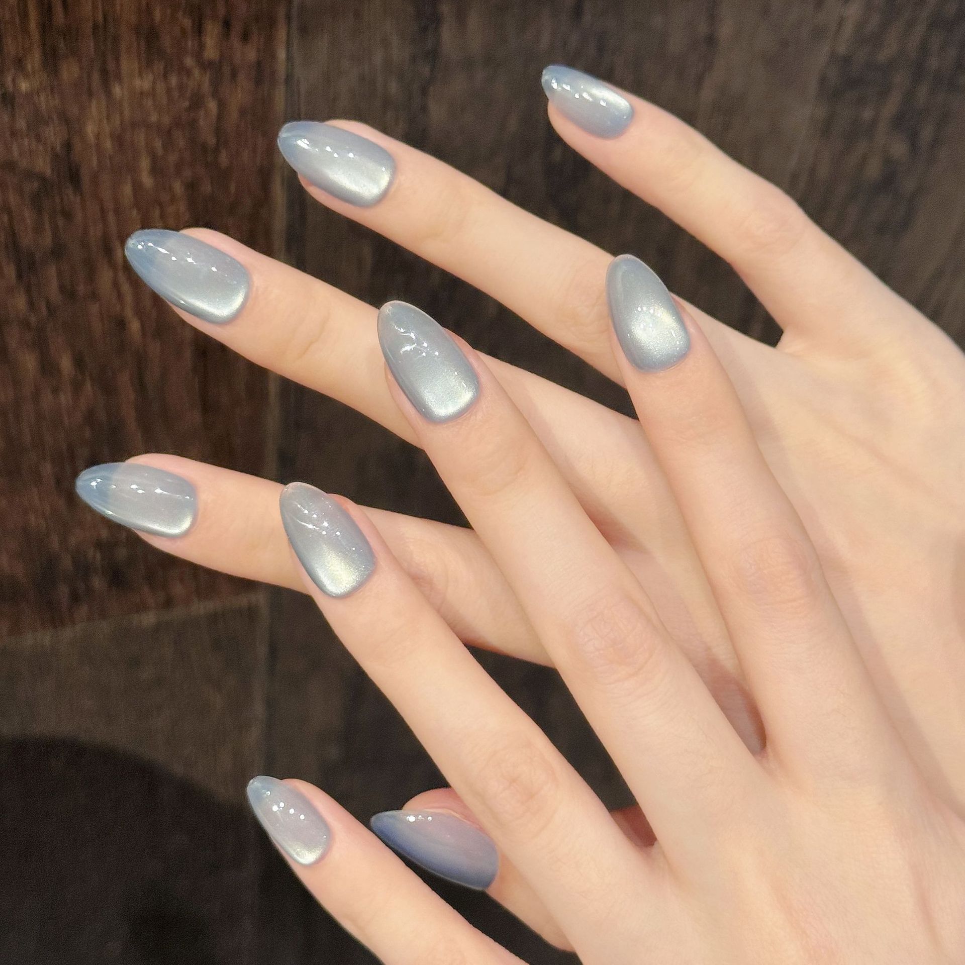 10Pcs Kuku Palsu Biru Cat Eye  - Nail Art Eye Cat ulasan dan harga