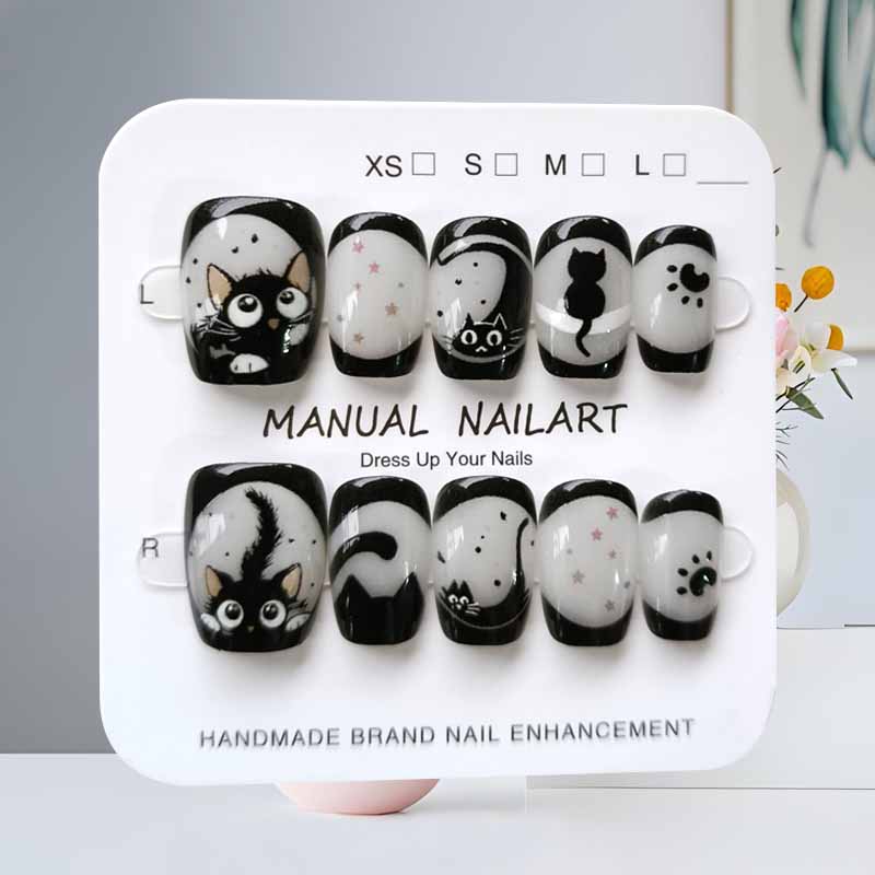 10Pcs Kuku Palsu Motif Lucu Ka - Nail Art Eye Cat ulasan dan harga