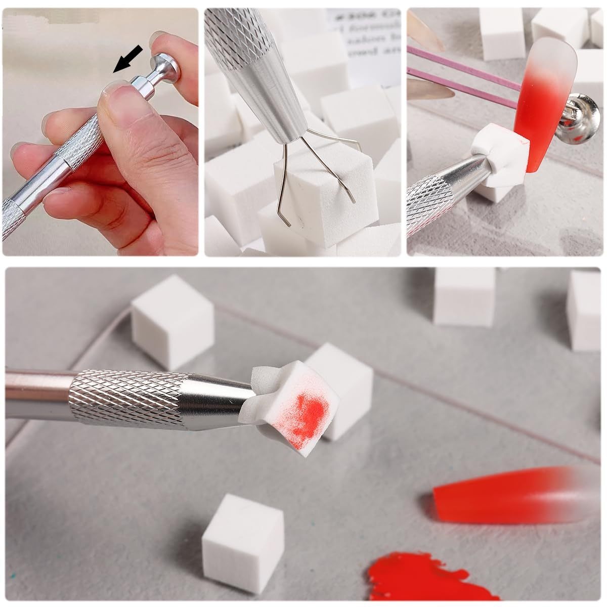 1/50/100 Buah Set Spons Seni K - Nail Fan Brush ulasan dan harga