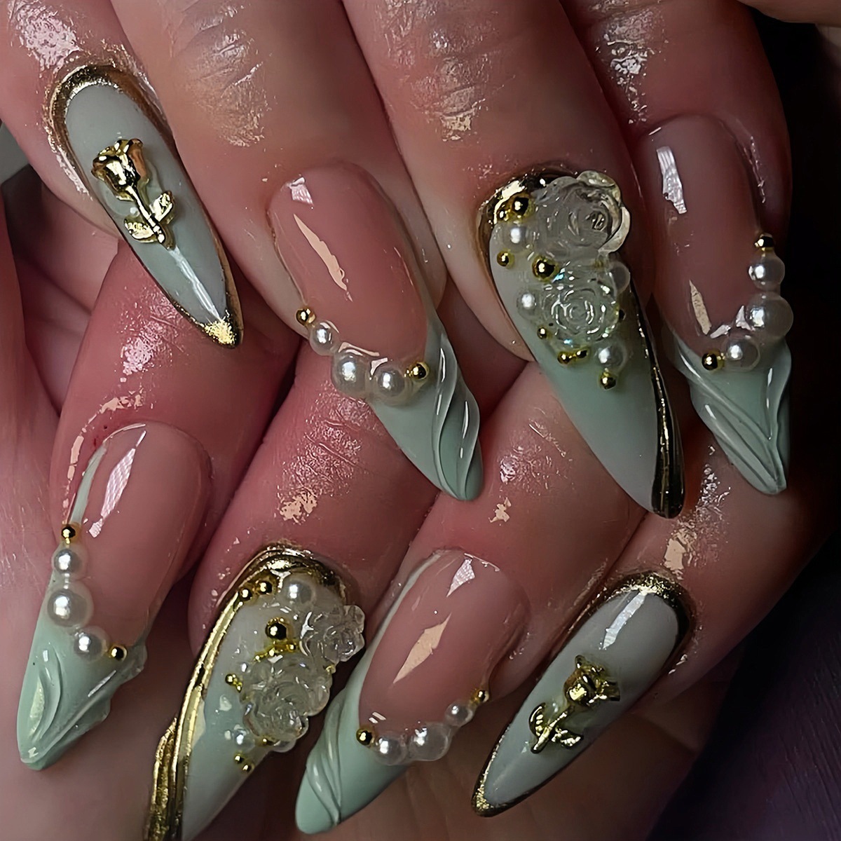 24pcs Kuku Palsu Hijau Cat Eye - Nail Art Eye Cat ulasan dan harga