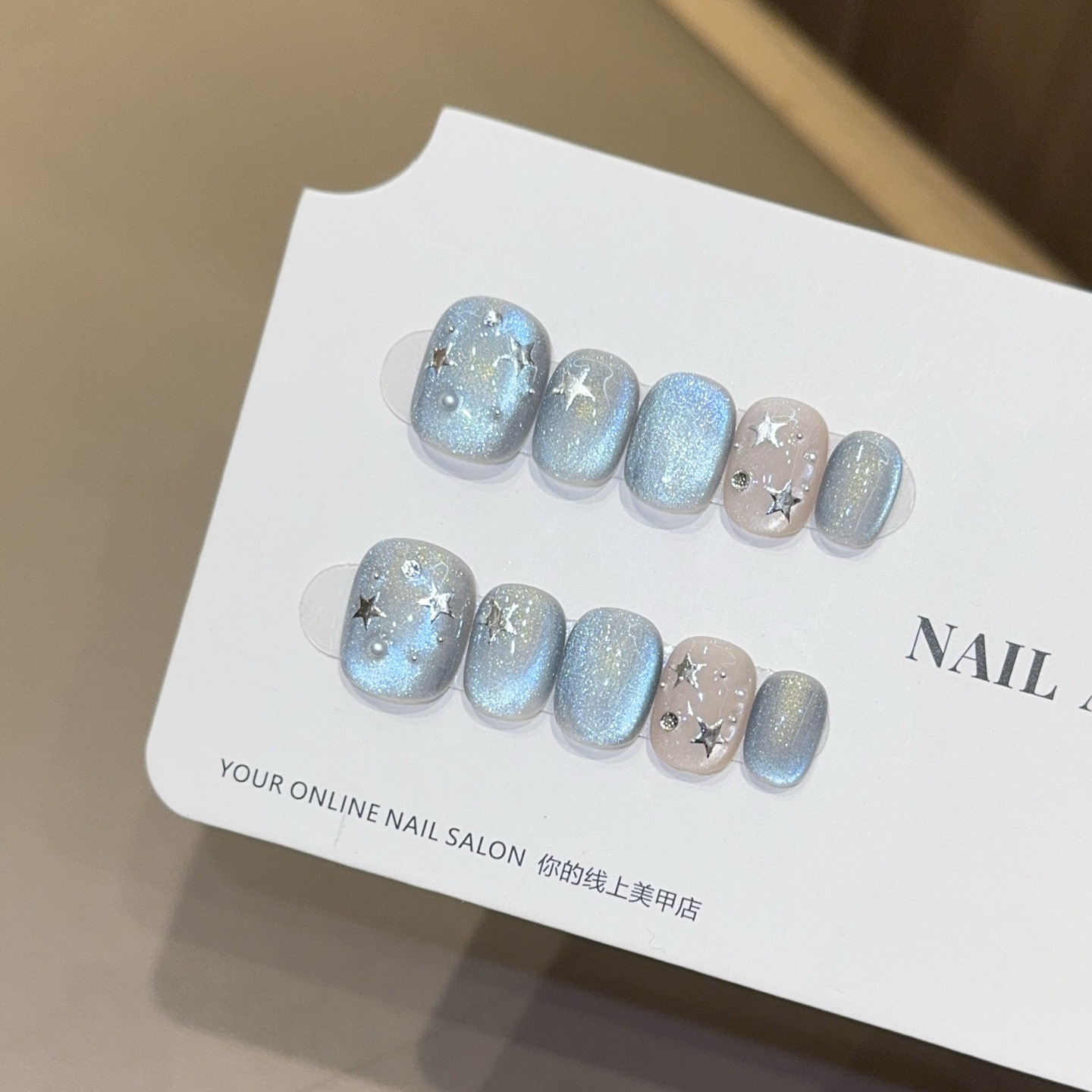 10Pcs Kuku Palsu Pendek Bulat  - Nail Art Eye Cat ulasan dan harga