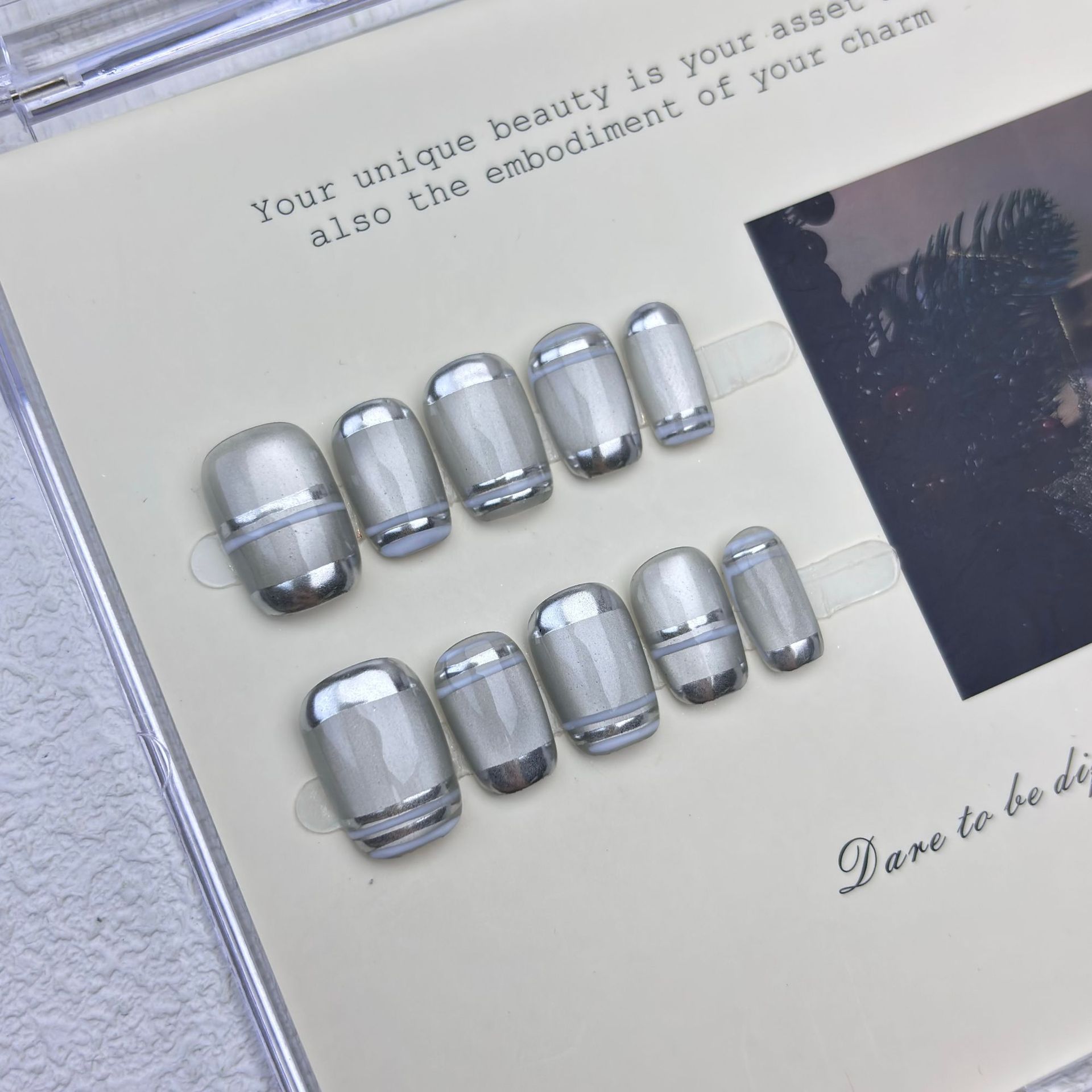 10pcs Aurora Chrome Press on N - Nail Art Eye Cat ulasan dan harga