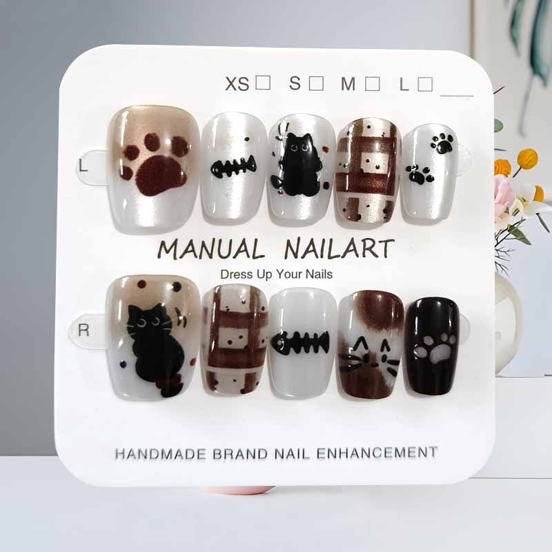 10 Buah Kuku Tekan Buatan Tang - Nail Art Eye Cat ulasan dan harga