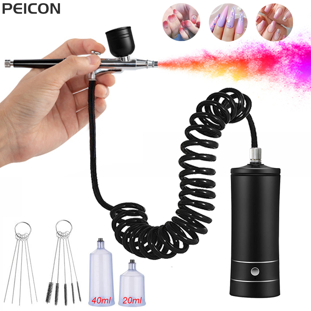 Airbrush kuku, kompresor sikat - Nail Fan Brush ulasan dan harga